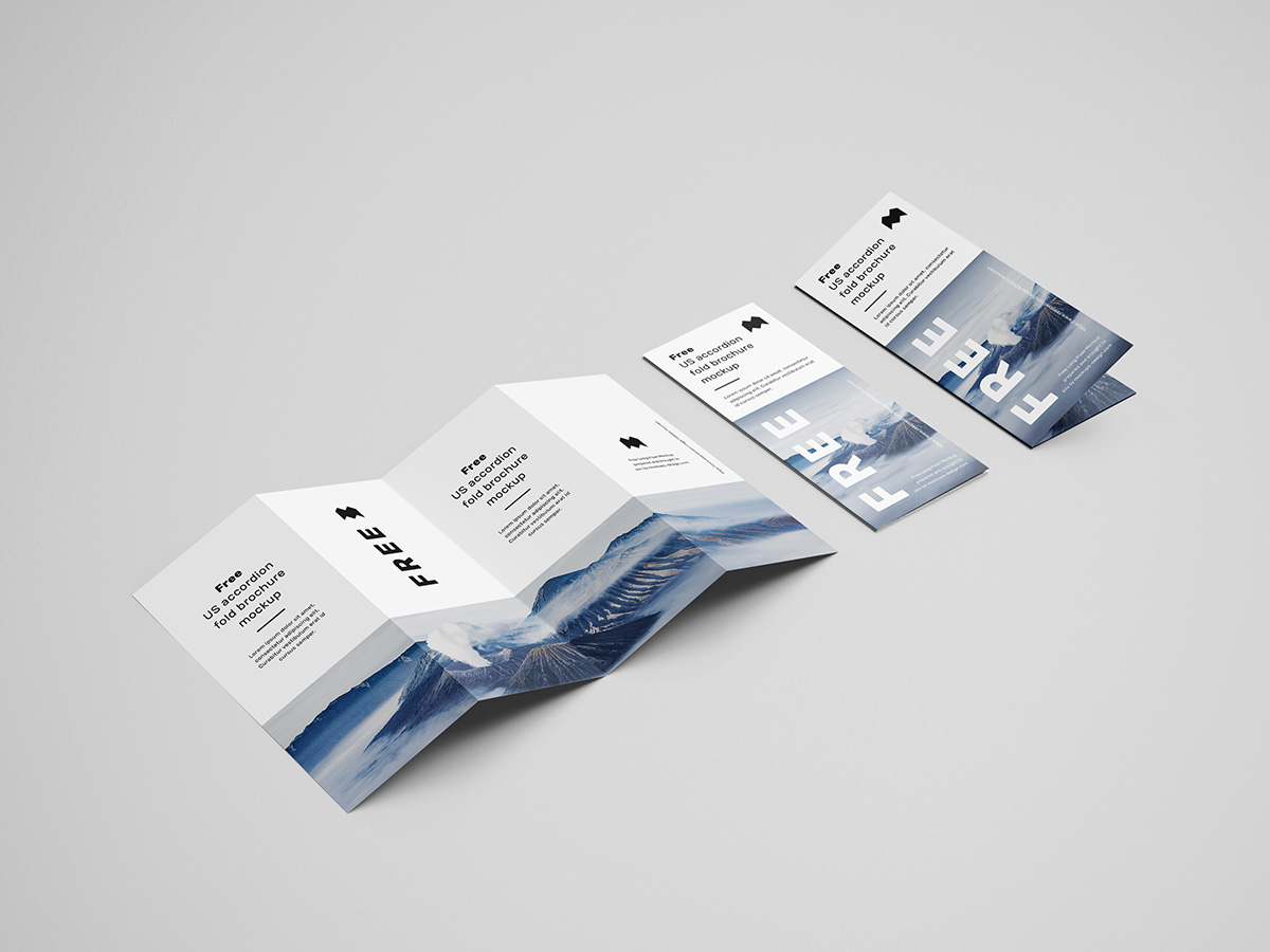 Free accordion brochure mockup