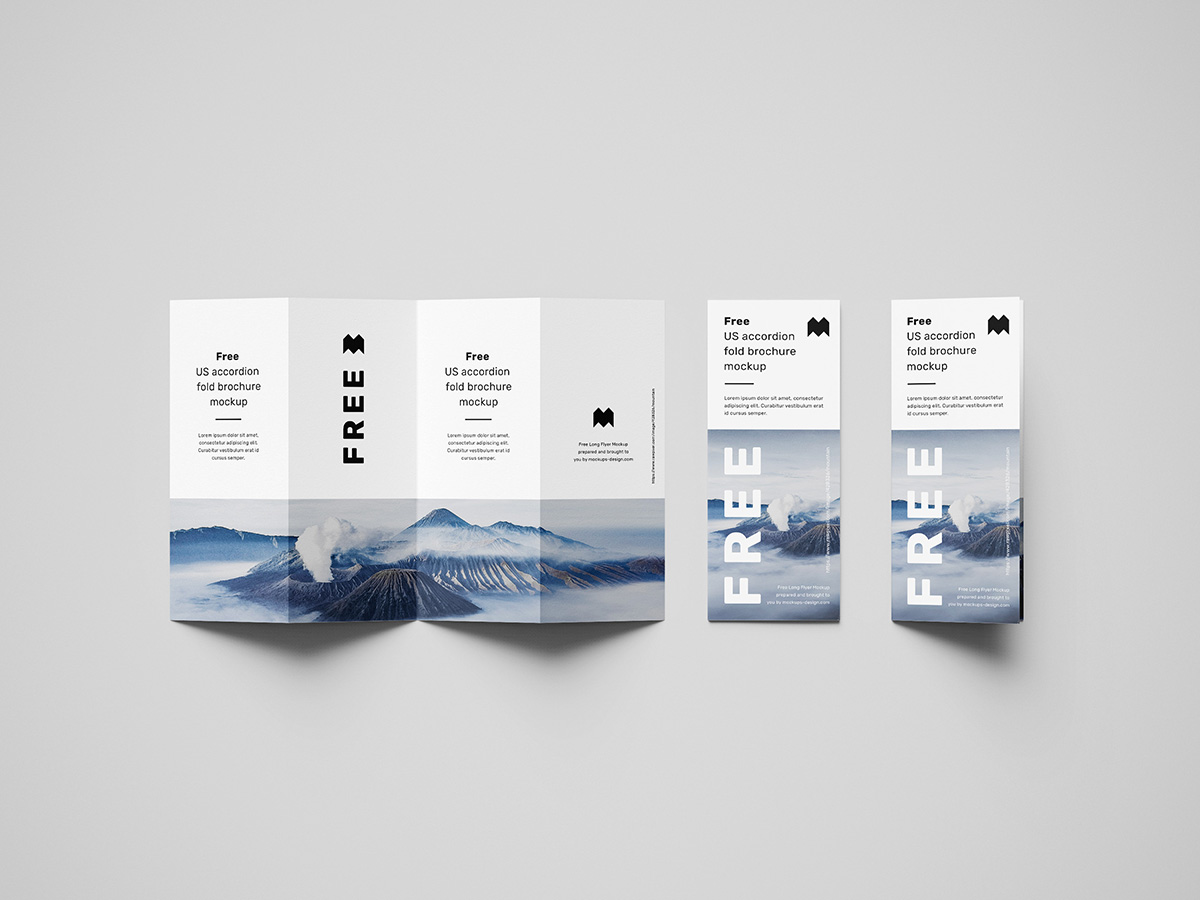 Free accordion brochure mockup