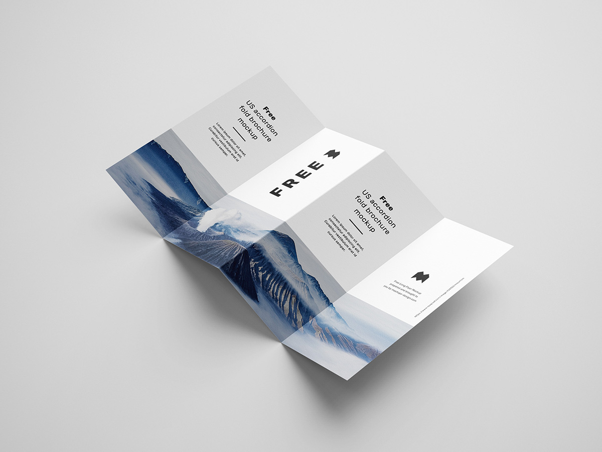 Free accordion brochure mockup