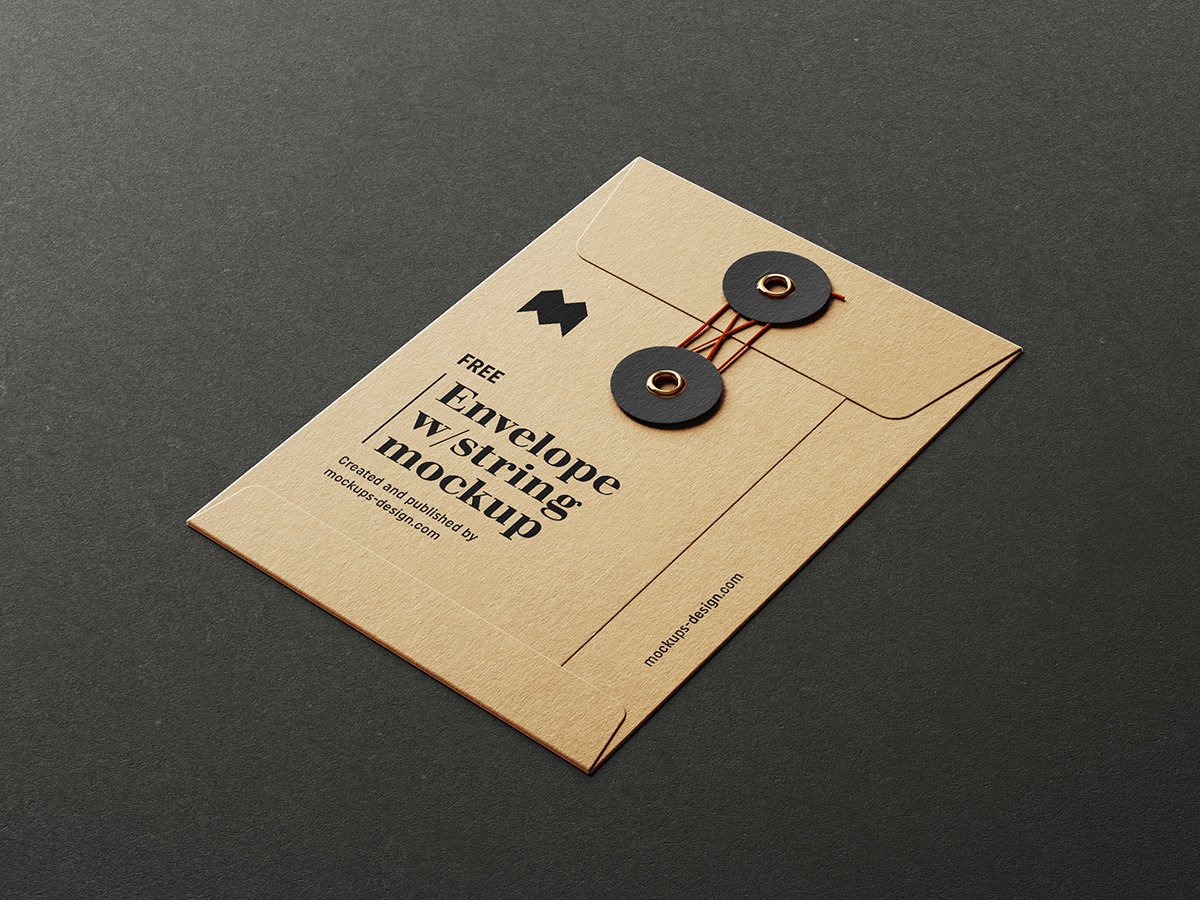 Free envelope with string mockup