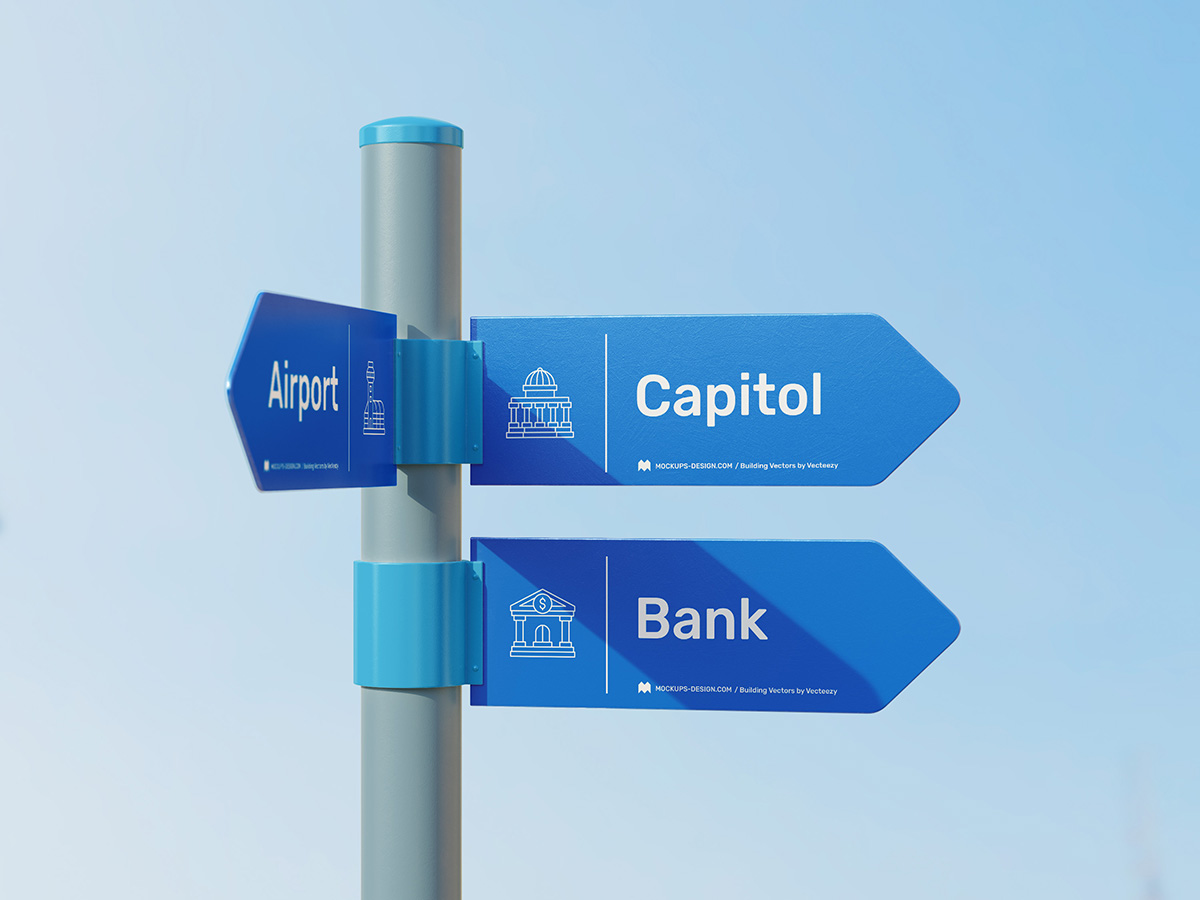 Free direction sign mockup