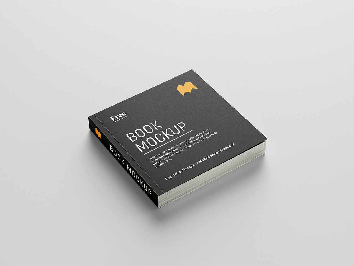 Free square book mockup