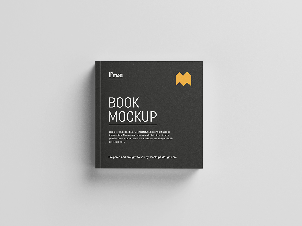 Free square book mockup