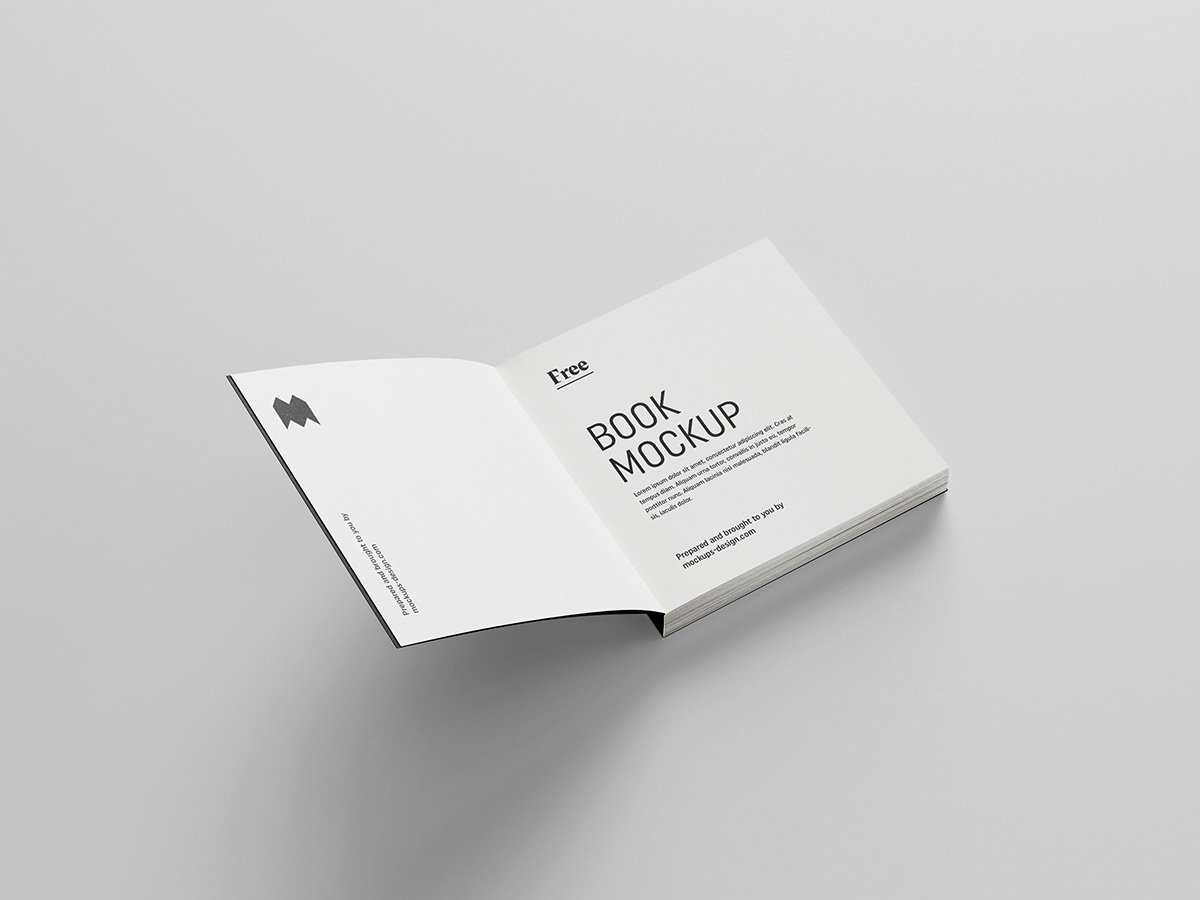 Free square book mockup