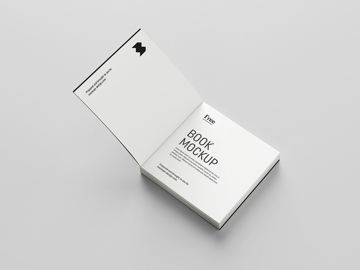 Free square book mockup