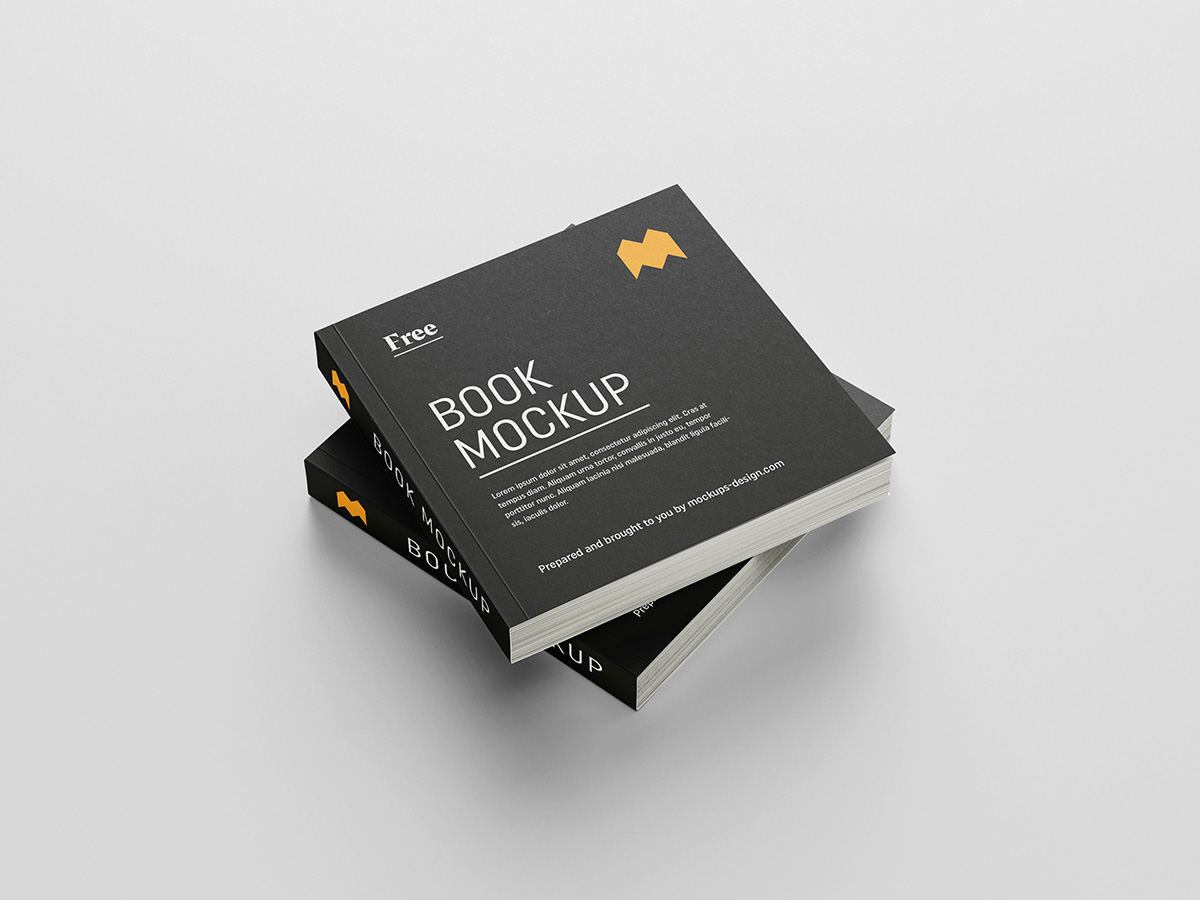 Free square book mockup
