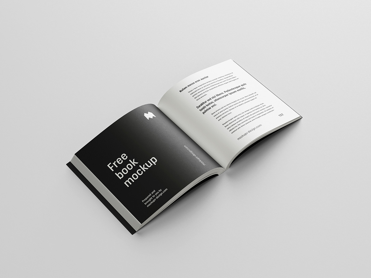 Free square book mockup