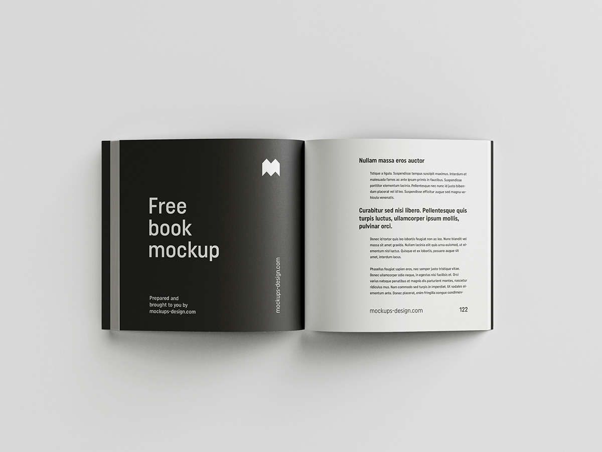 Free square book mockup