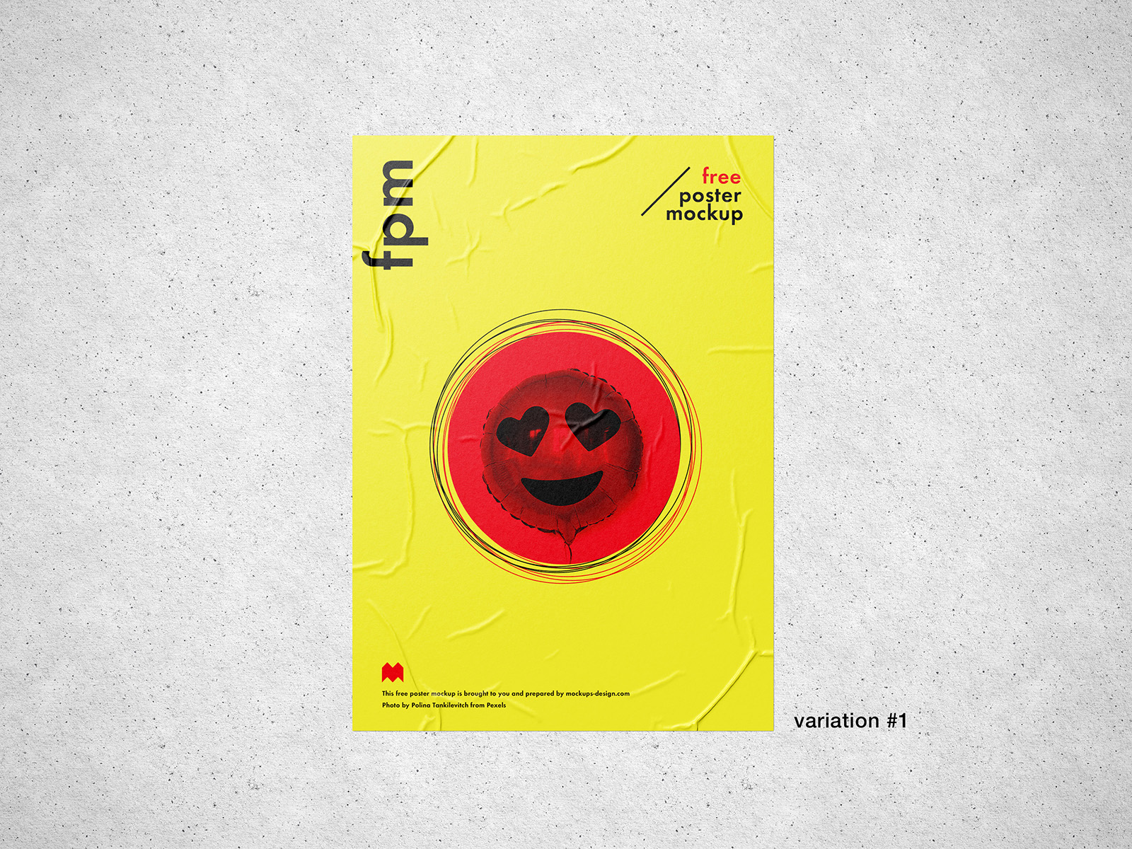 Free wrinkled poster mockup