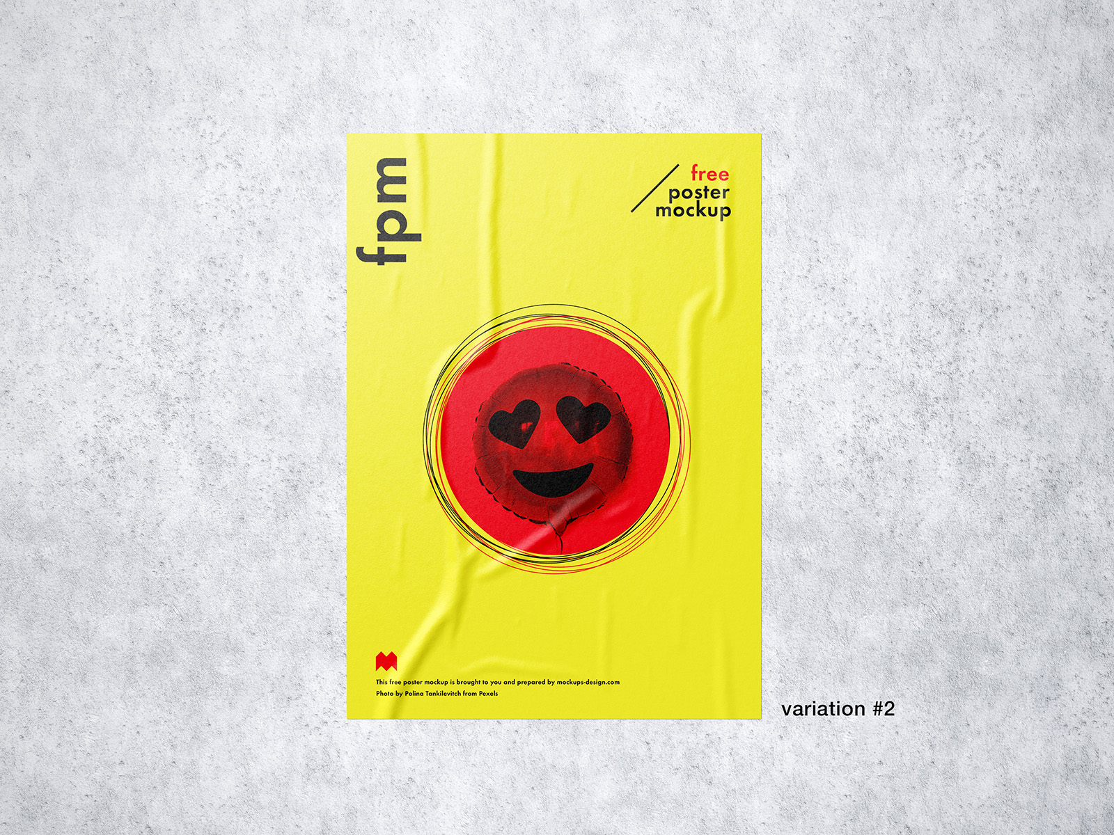 Free wrinkled poster mockup