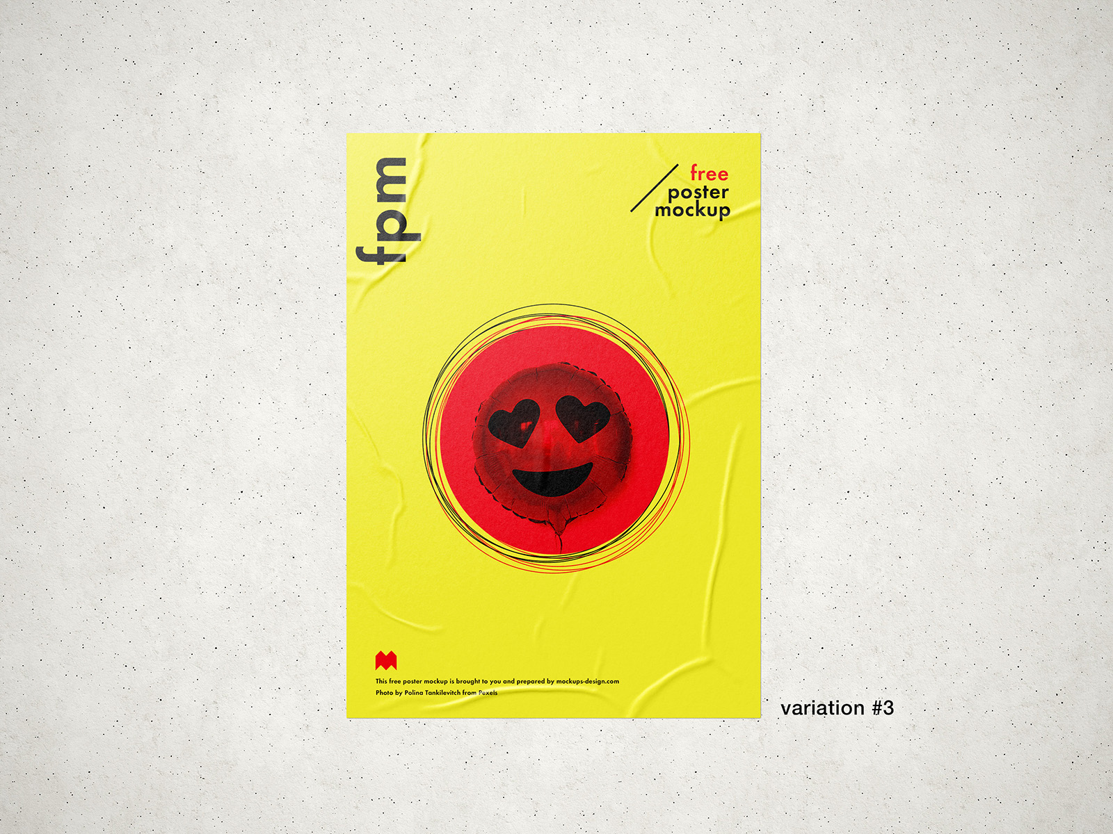 Free wrinkled poster mockup