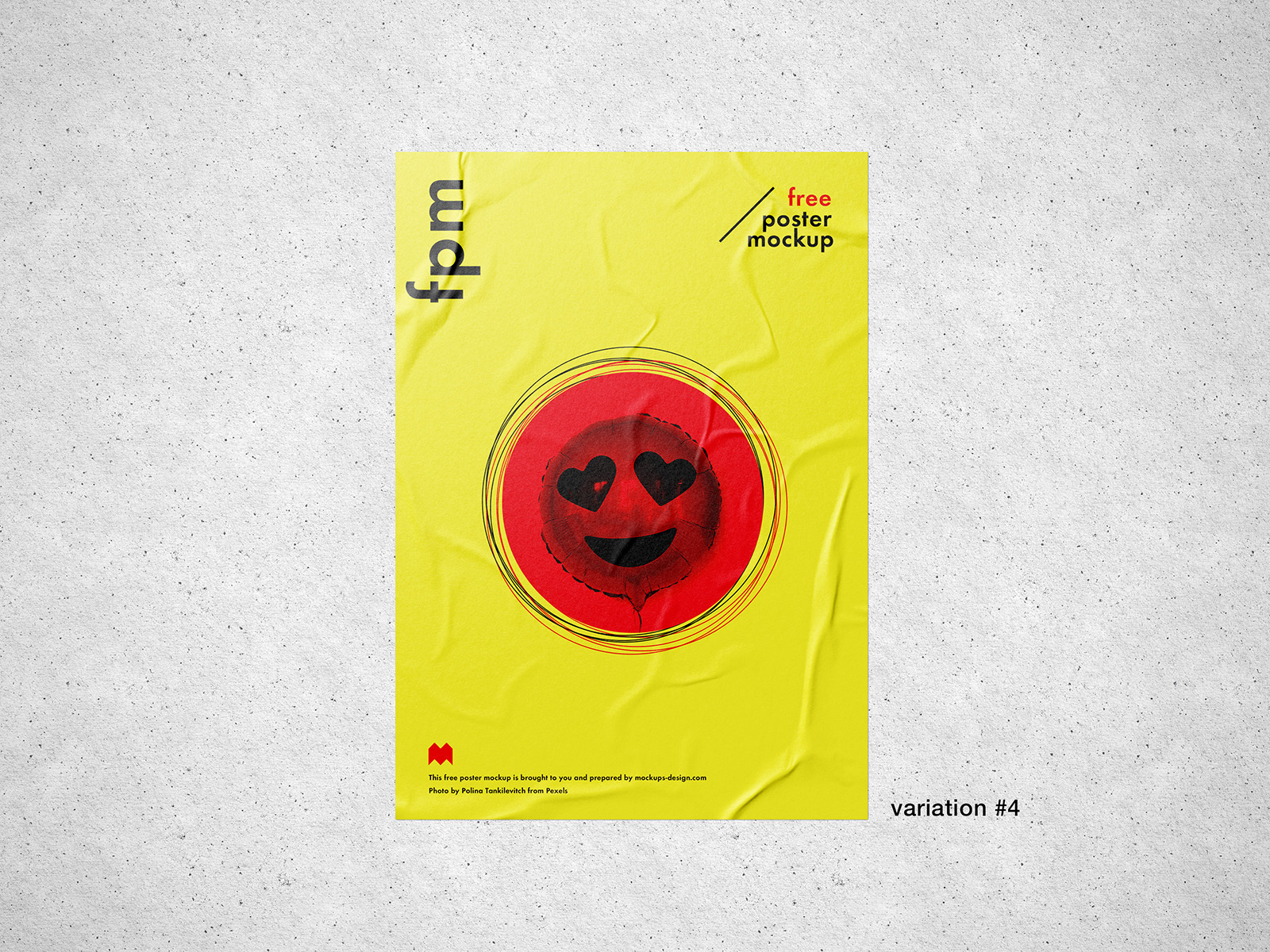 Free wrinkled poster mockup