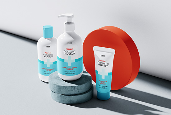 Free set of cosmetics mockup