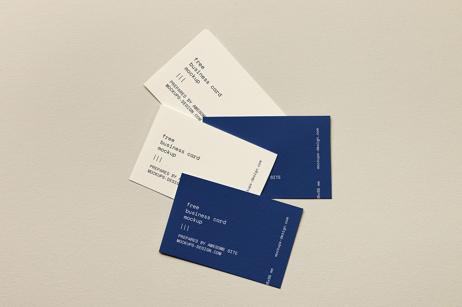 Few business cards lying on paper mockup