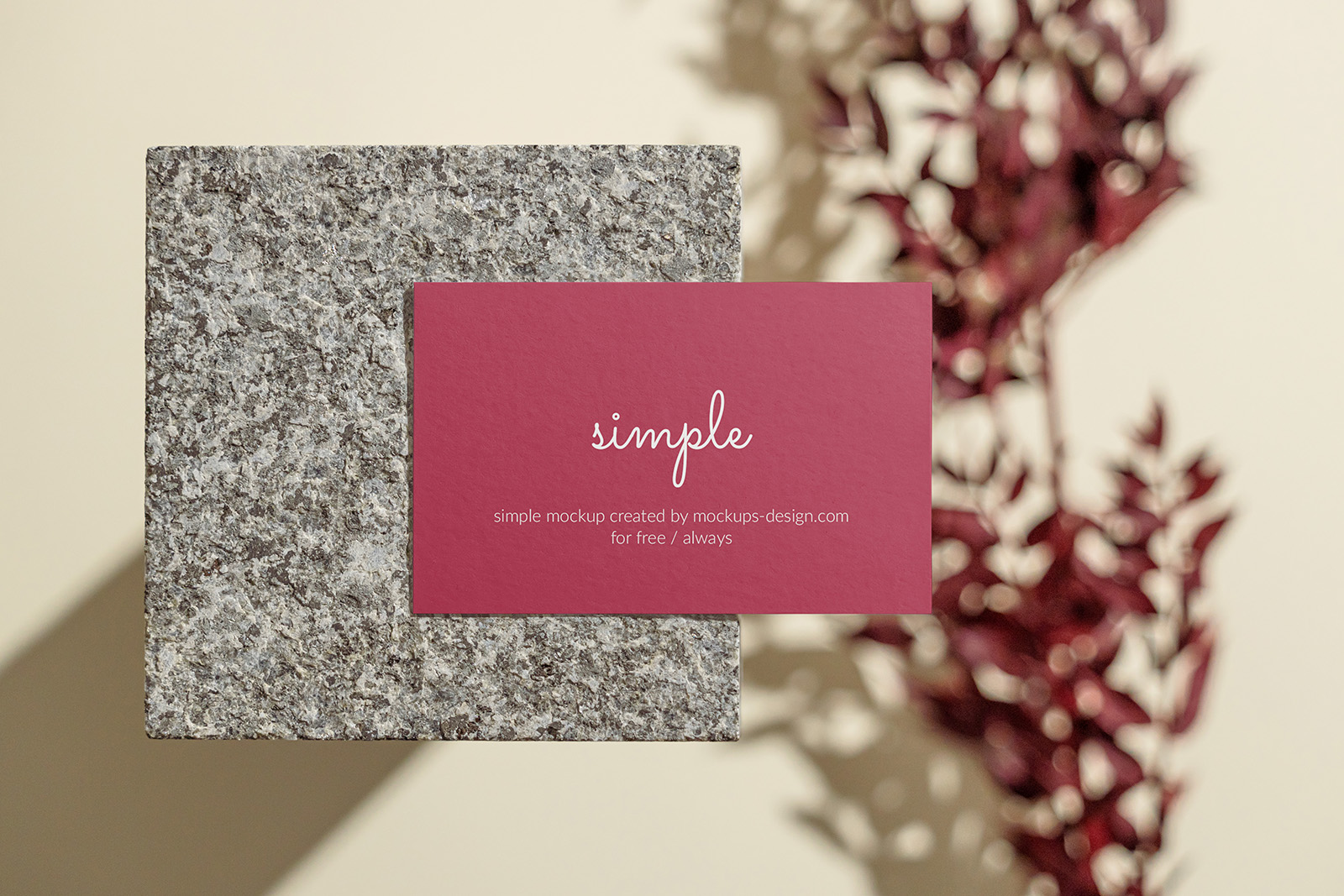 Business card on stone tile mockup