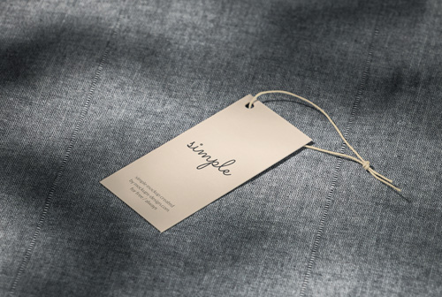 Label tag on grey material mockup