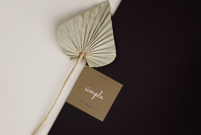 Square flyer with dried leaf mockup