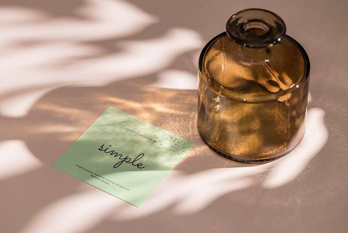 Square flyer with brown bottle mockup