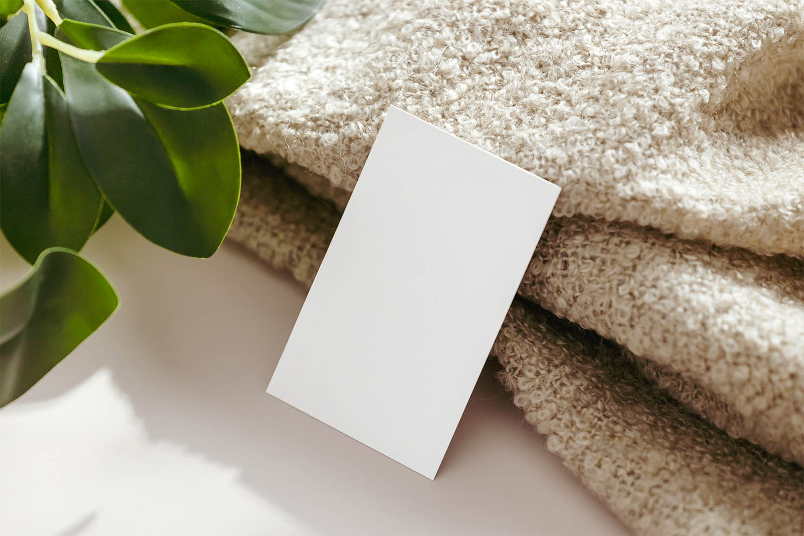 Business card with a towel mockup