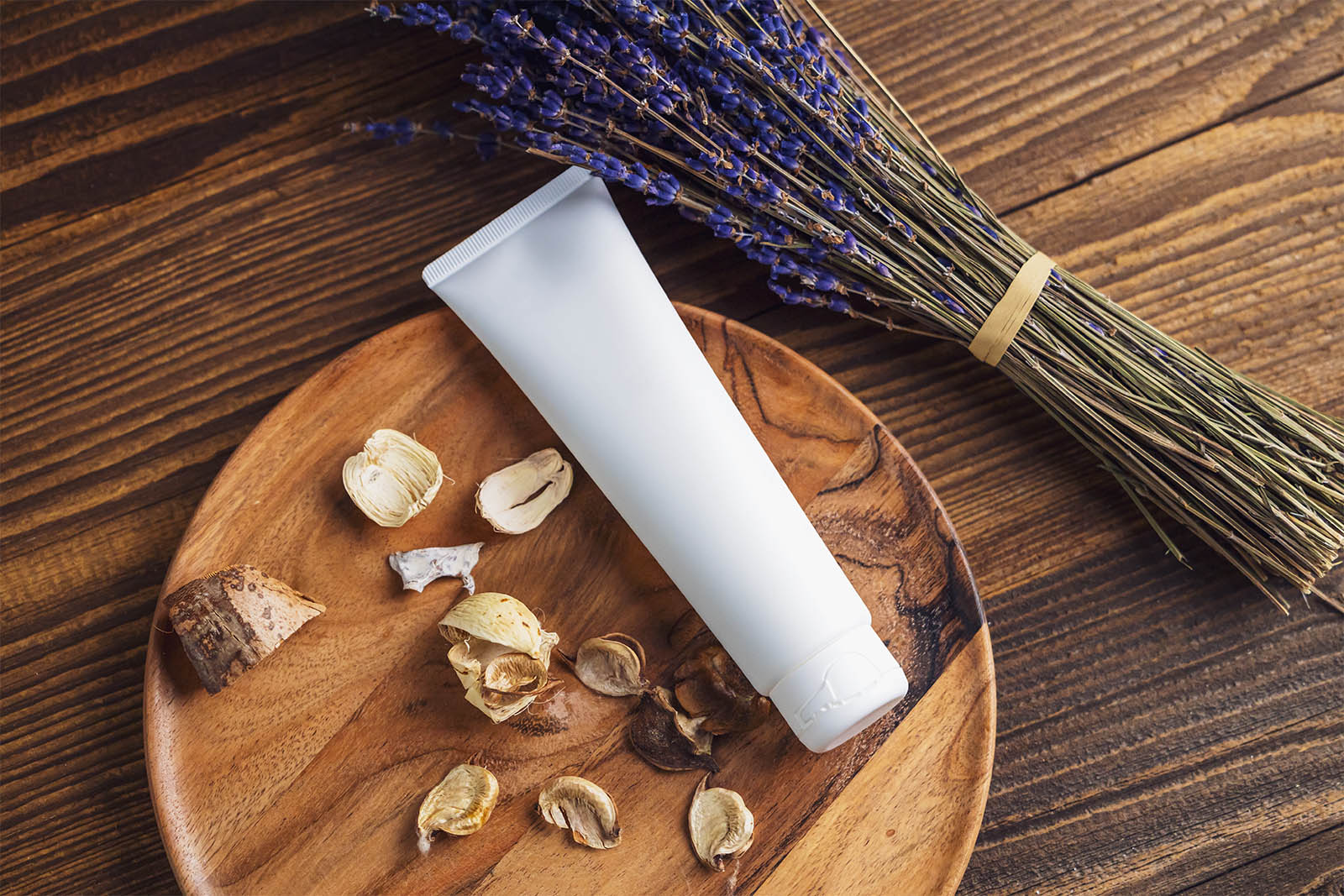 Cosmetic tube with lavender mockup