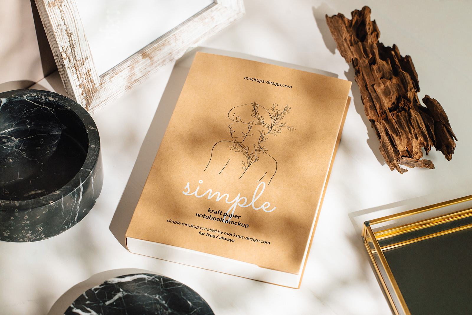 Kraft paper notebook mockup