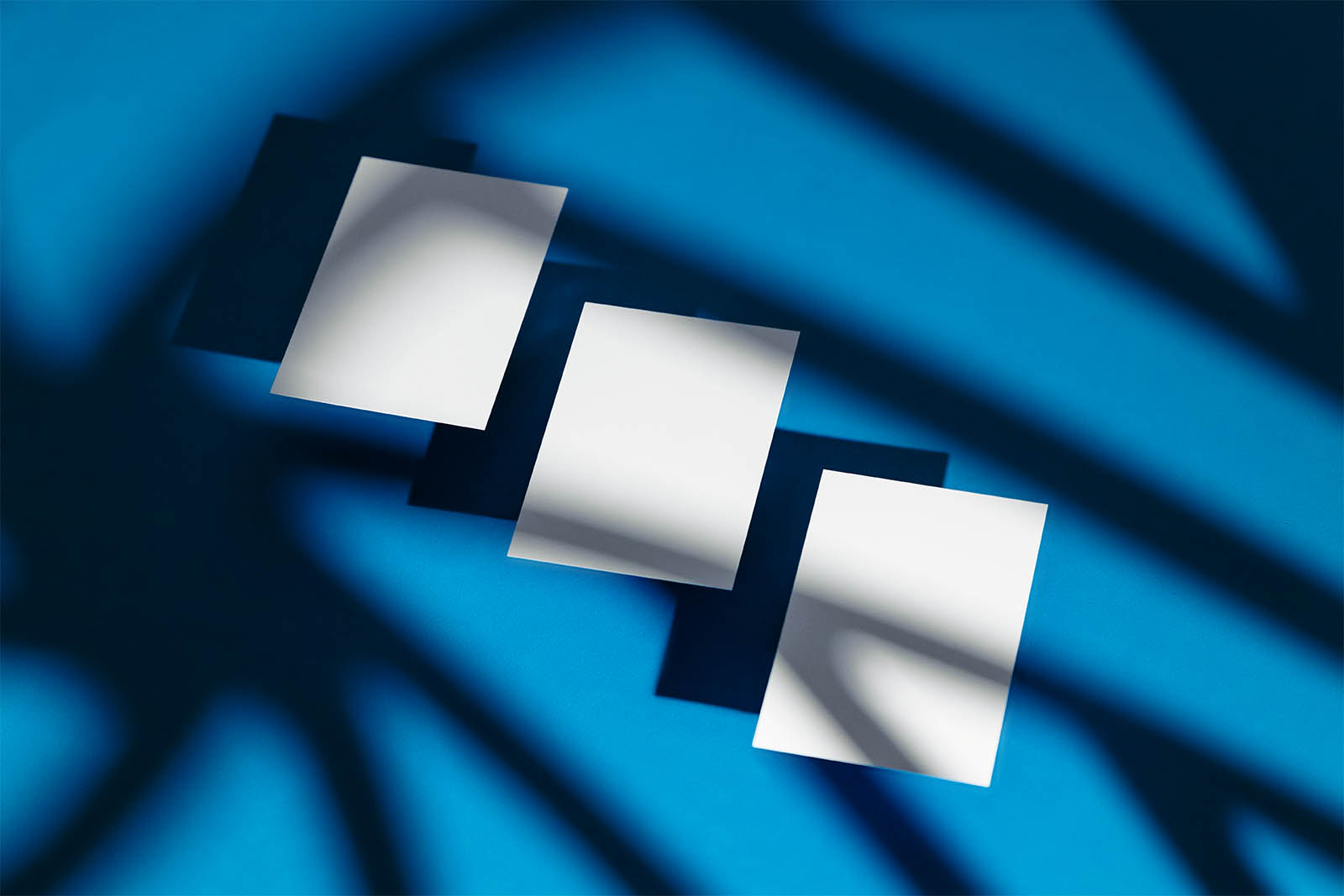 Three business cards with shadow mockup