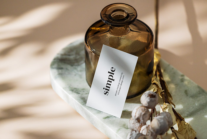 Business card with the dark vase mockup