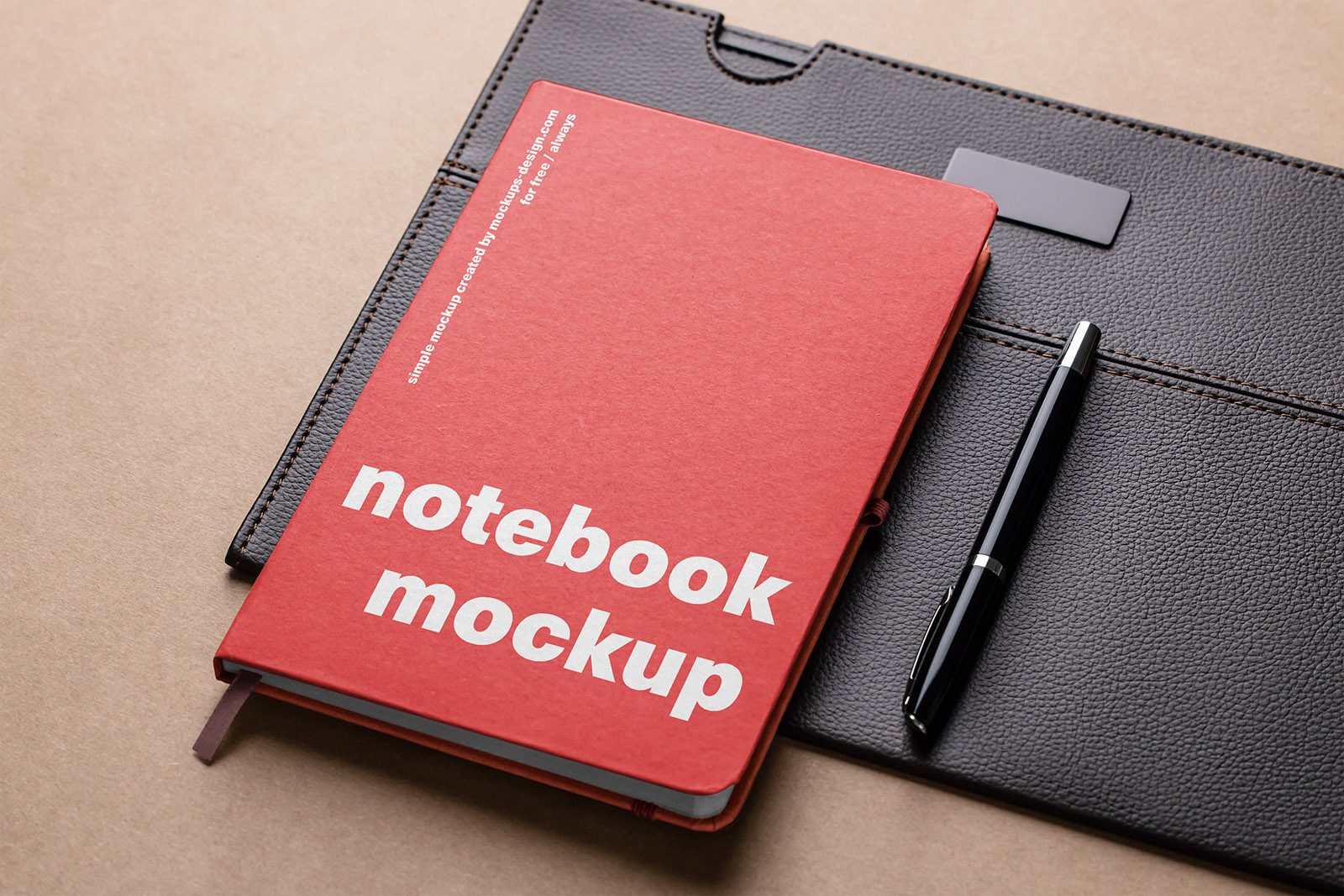 Notepad on leather pad mockup