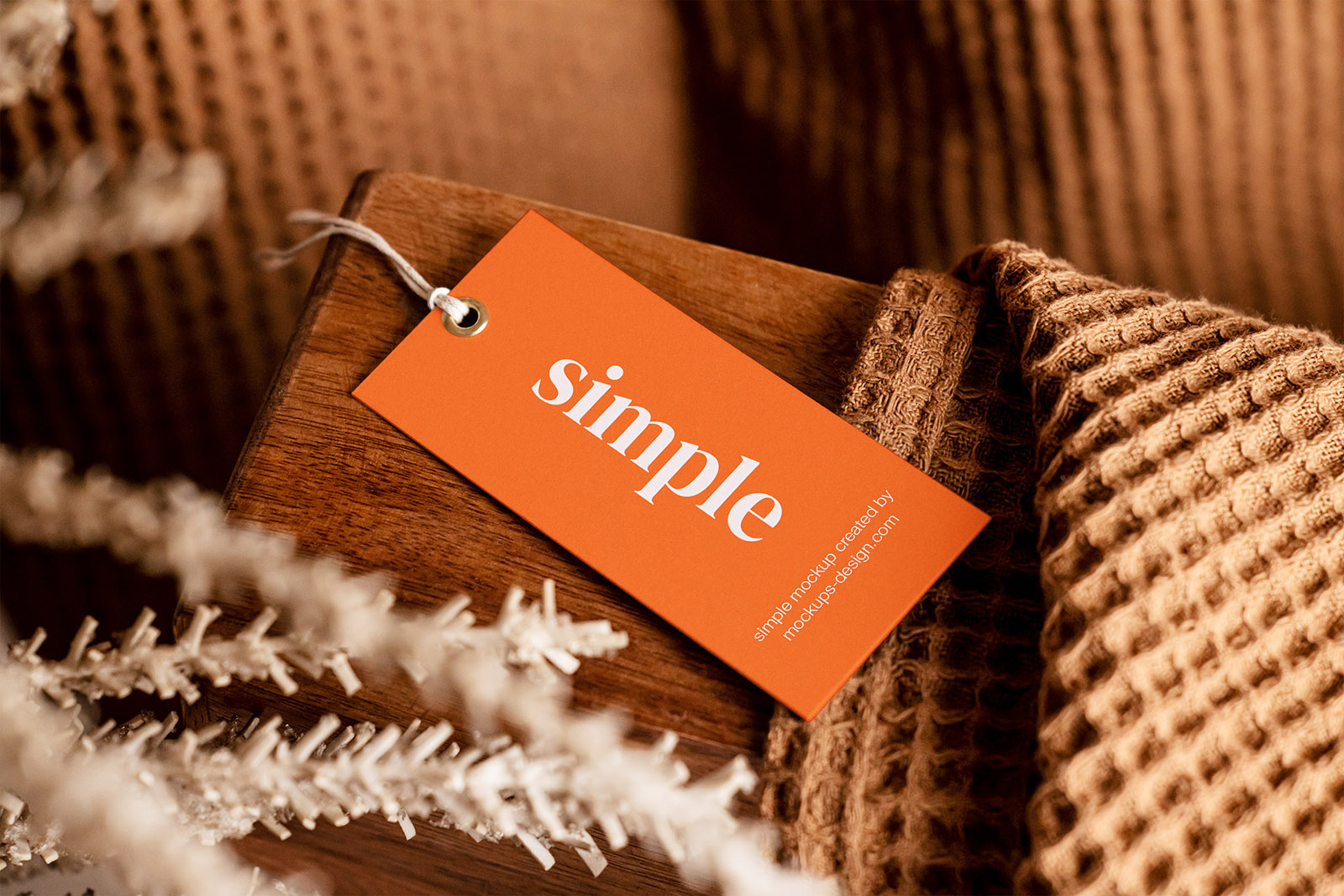 Brown scene with label tag mockup