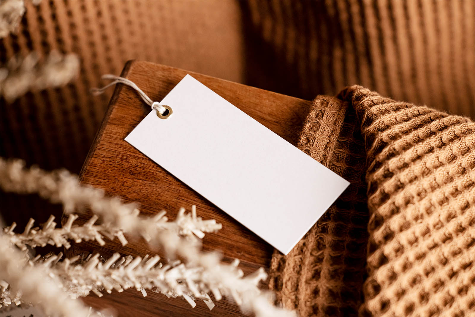 Brown scene with label tag mockup