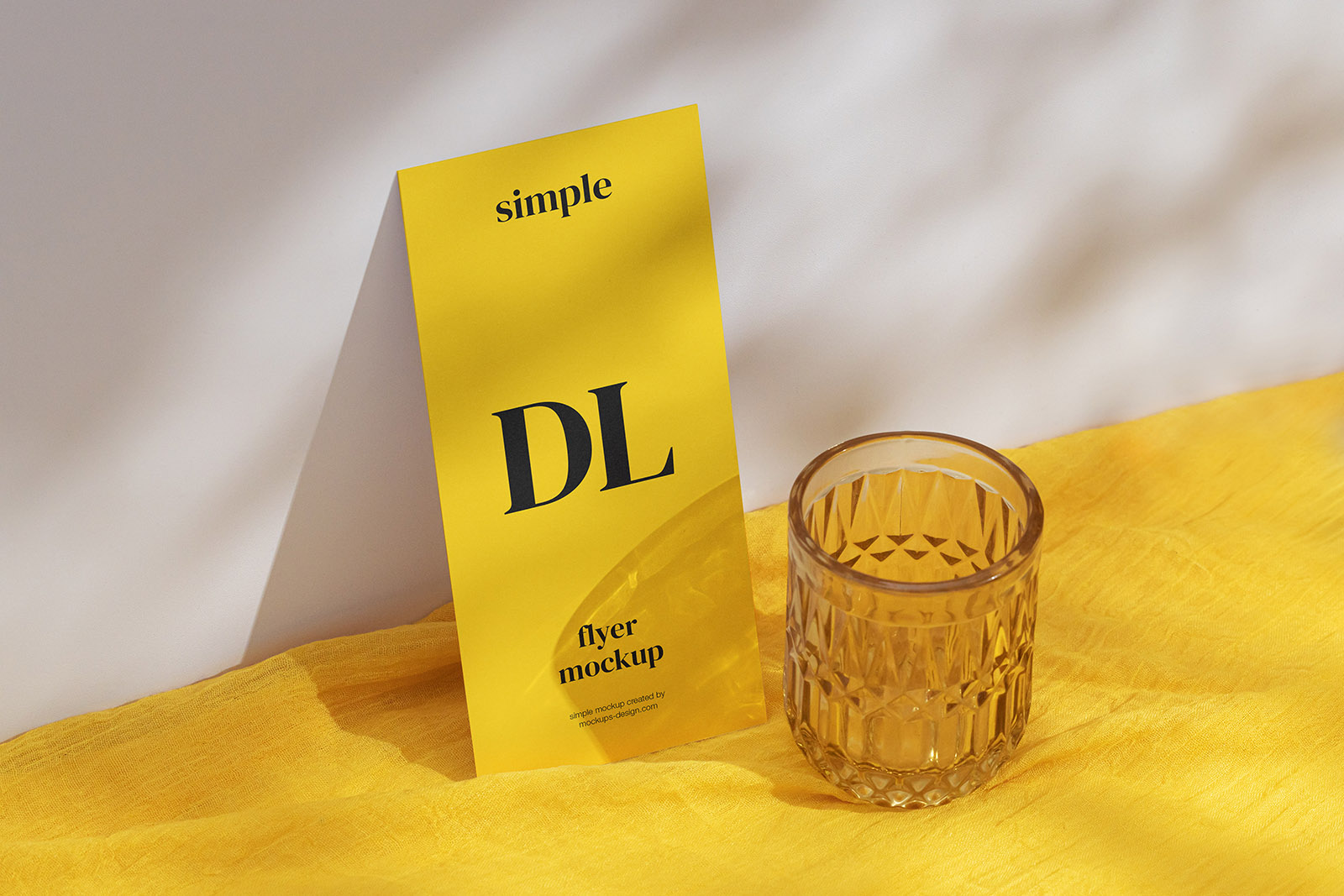 DL flyer on yellow fabric mockup