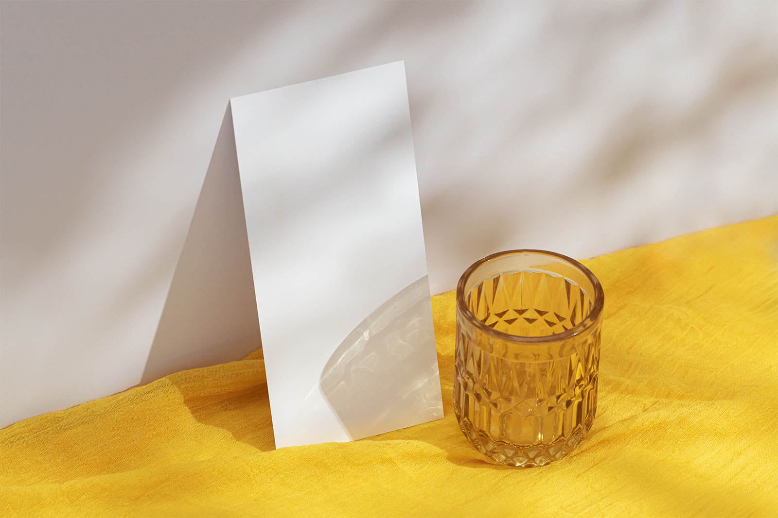 DL flyer on yellow fabric mockup