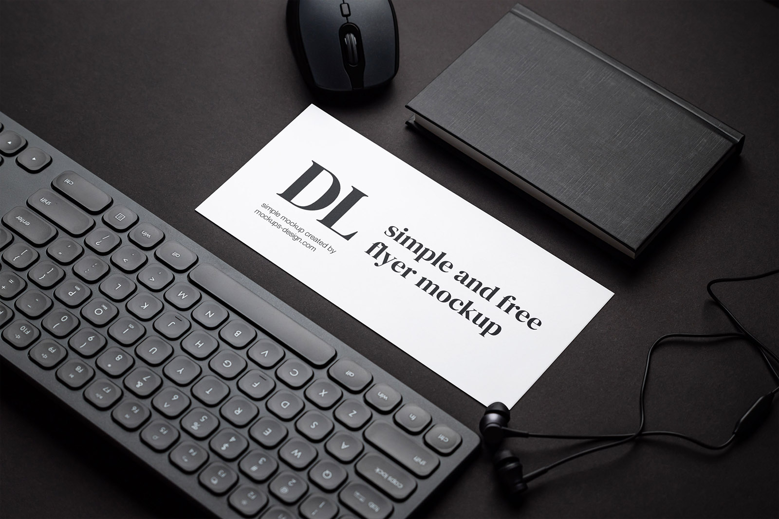 DL flyer on black background mockup