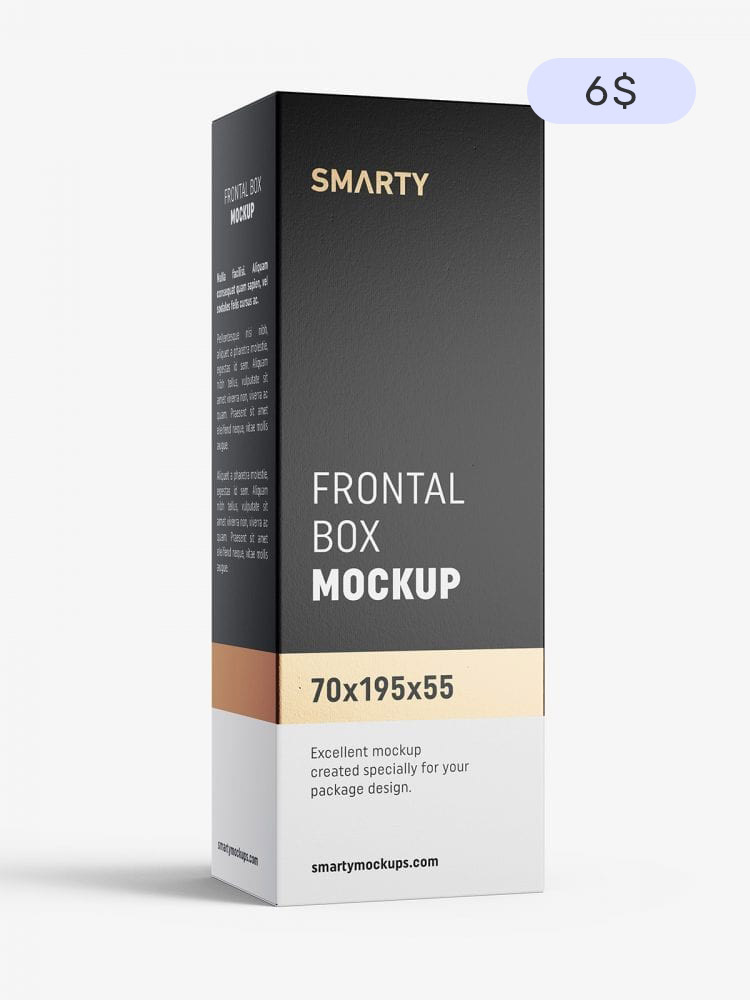 Premium box mockup 70x195x55 mm