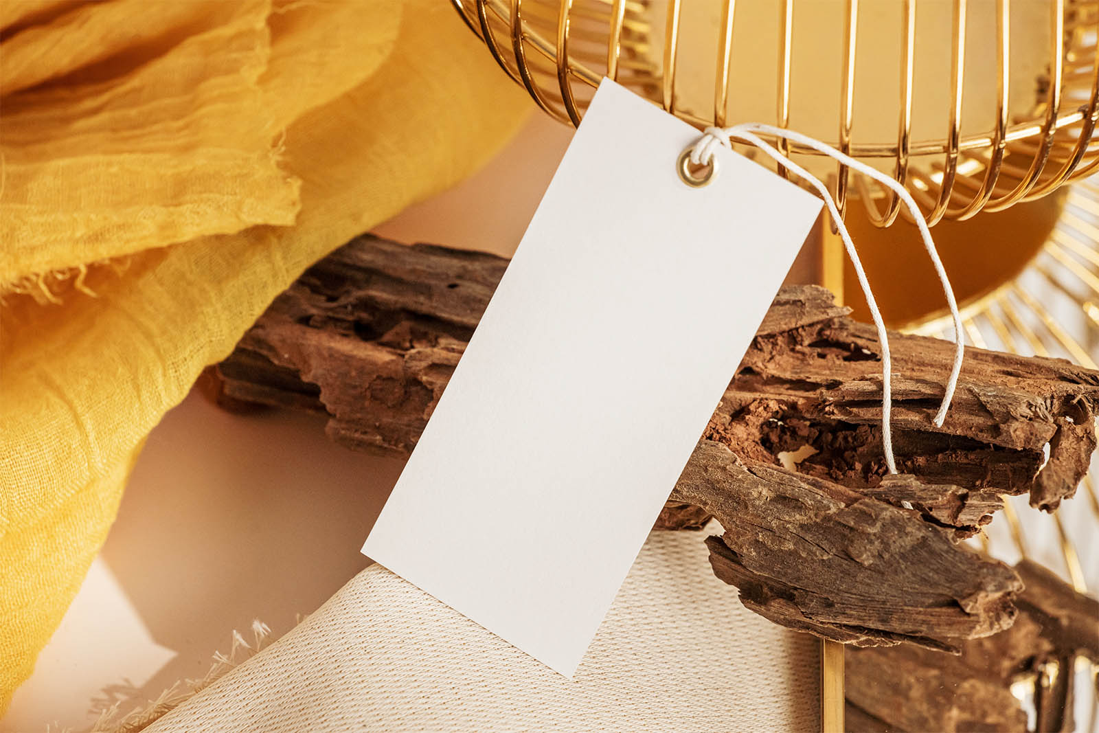 Yellow scene with label tag mockup