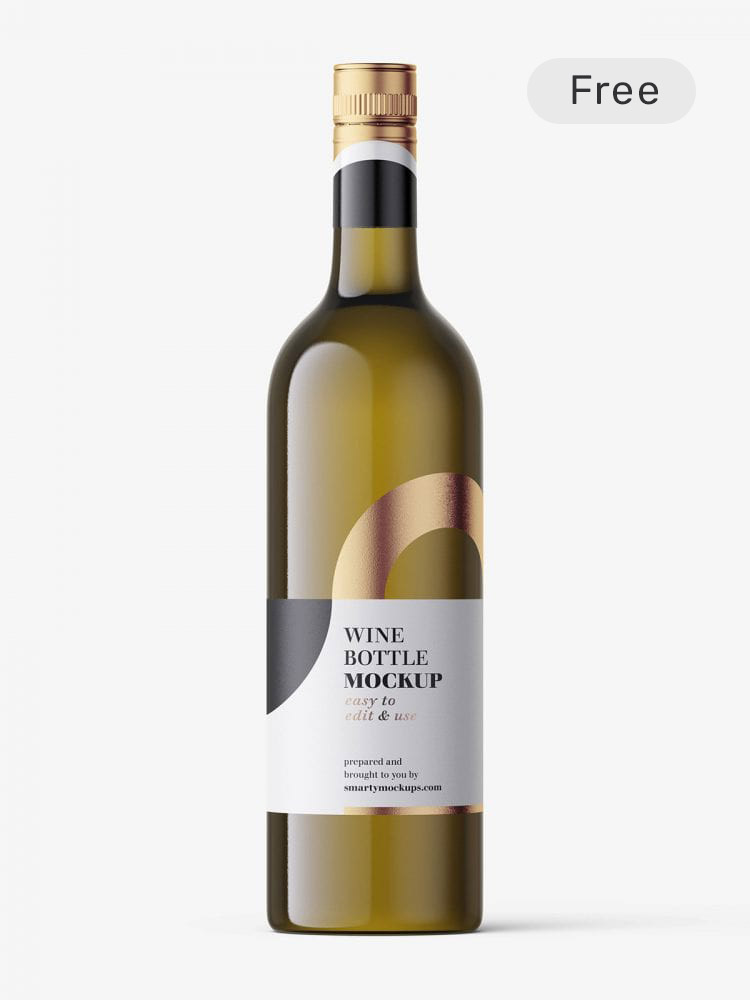 Premium green wine bottle mockup