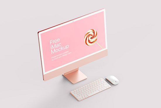 Free pink iMac mockup