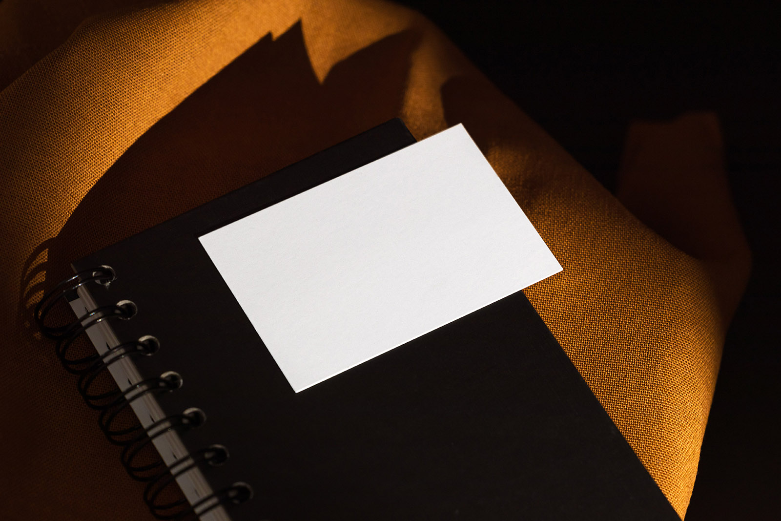 Business card with black notepad mockup