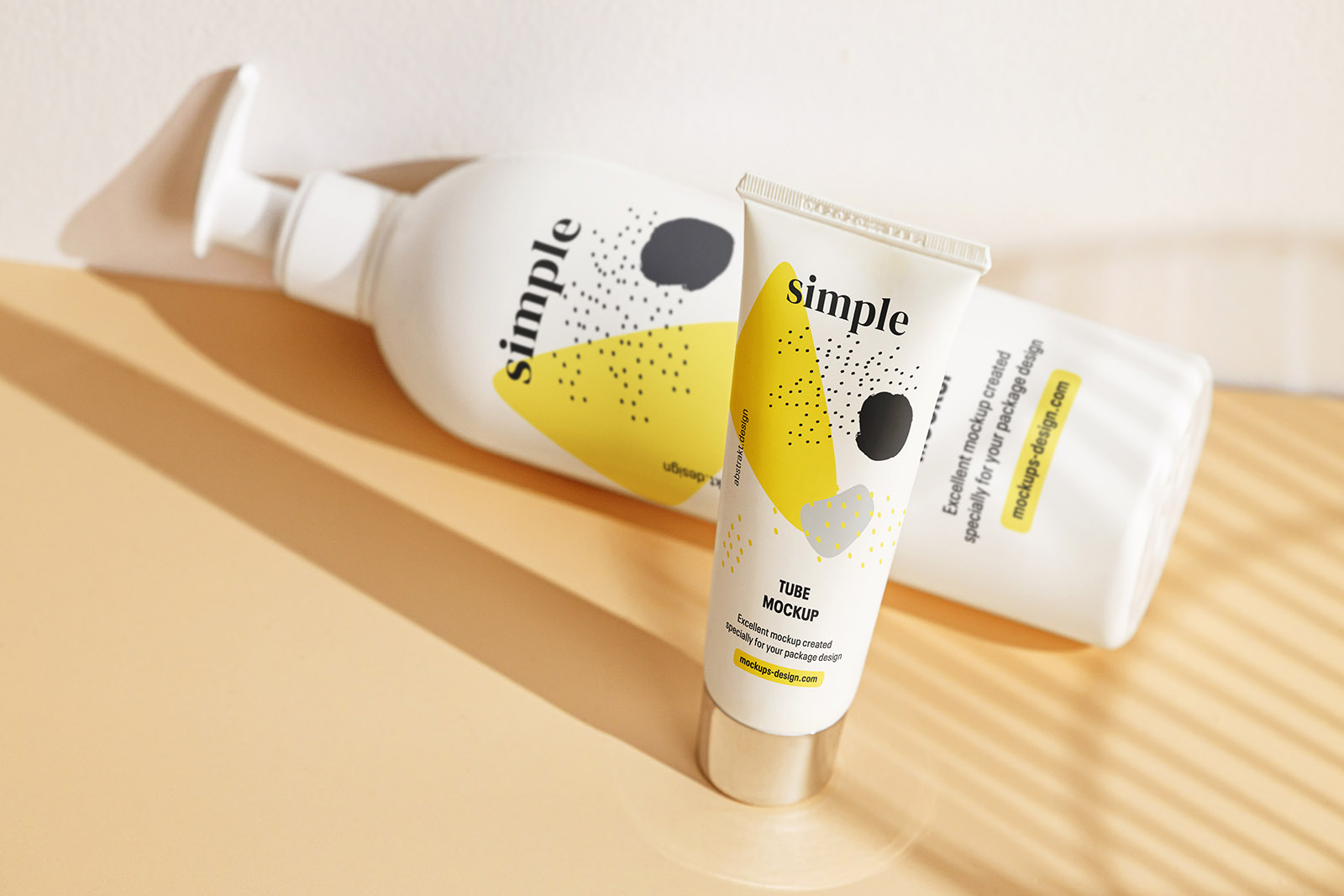 Cosmetic bottle and tube mockup
