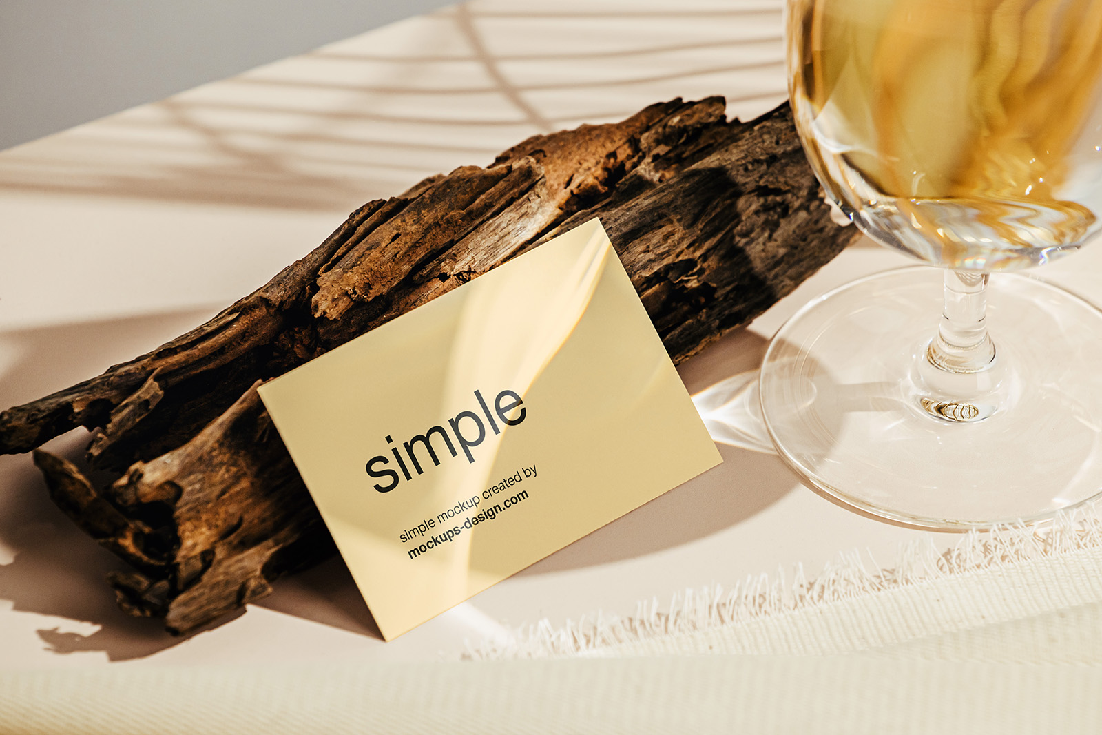 Business card with wood fragment
