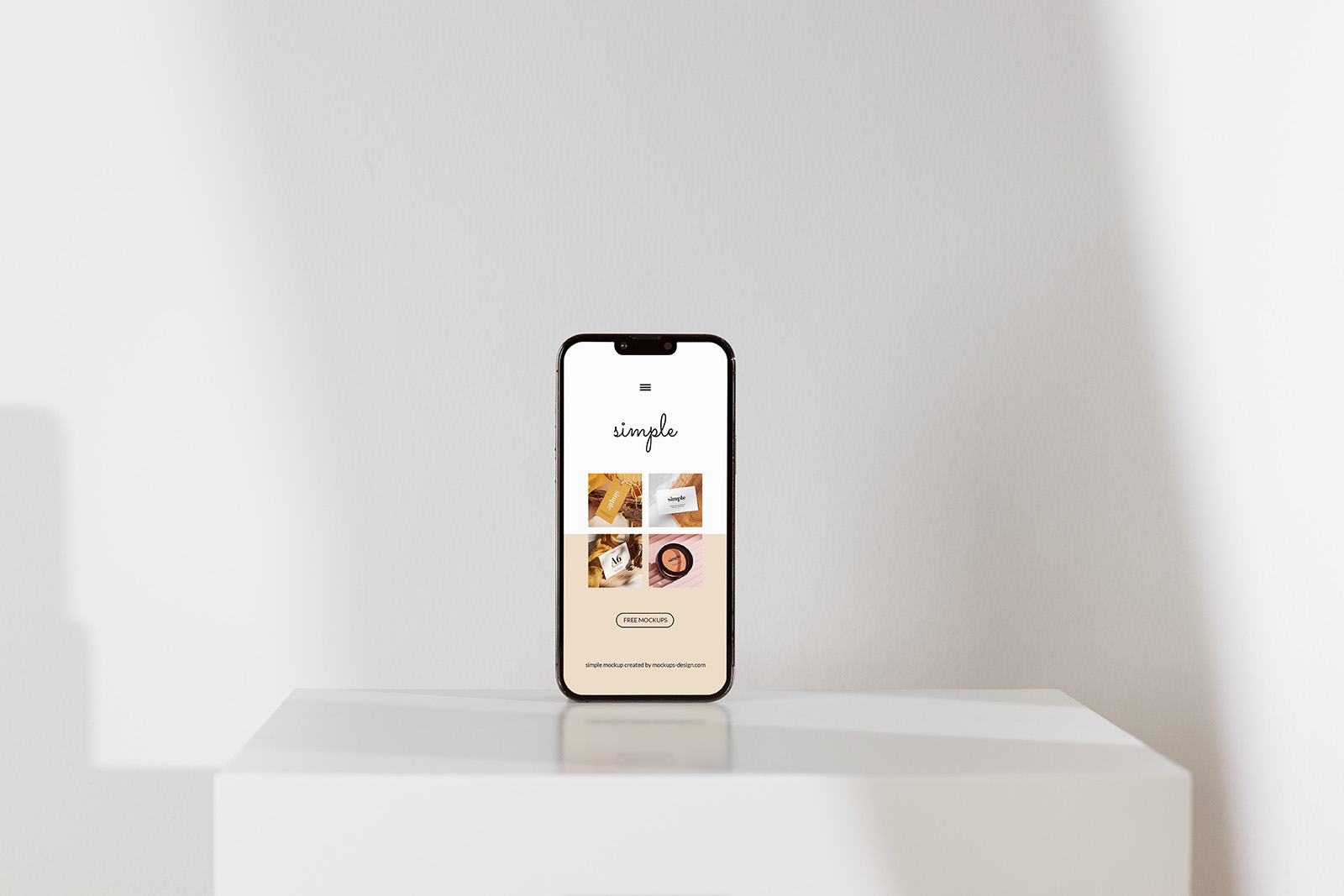 Free iPhone on white background mockup