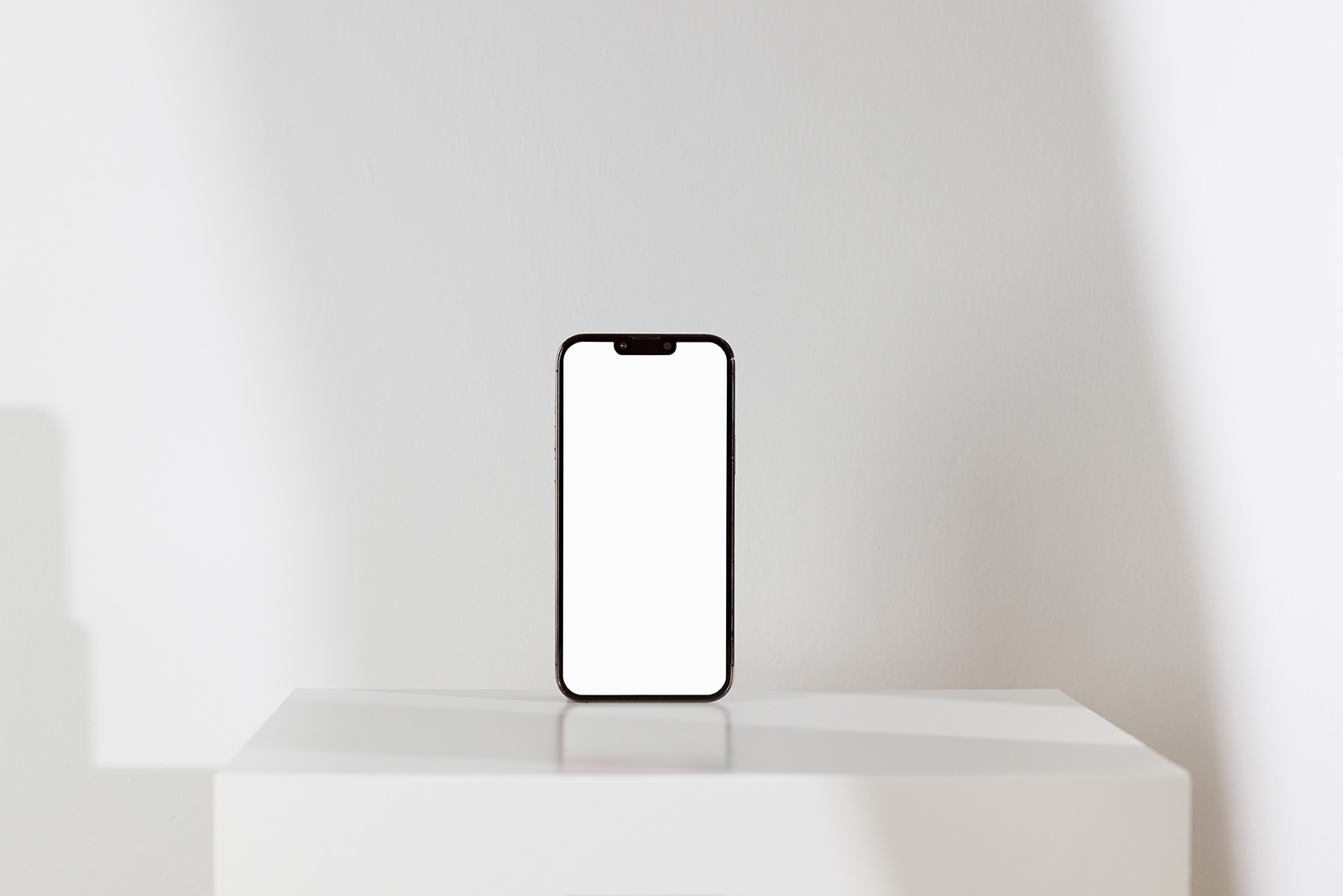 Free iPhone on white background mockup