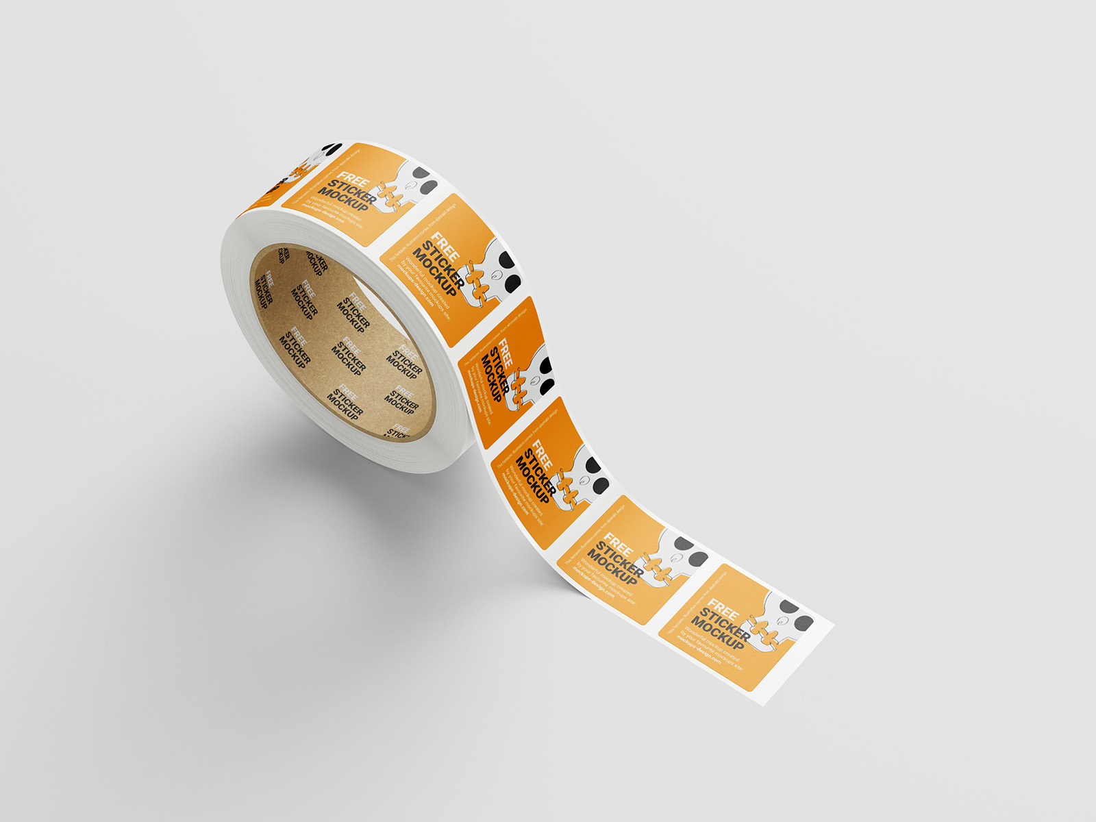 Free square sticker roll mockup