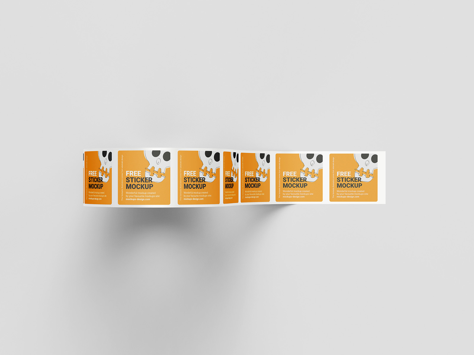 Free square sticker roll mockup