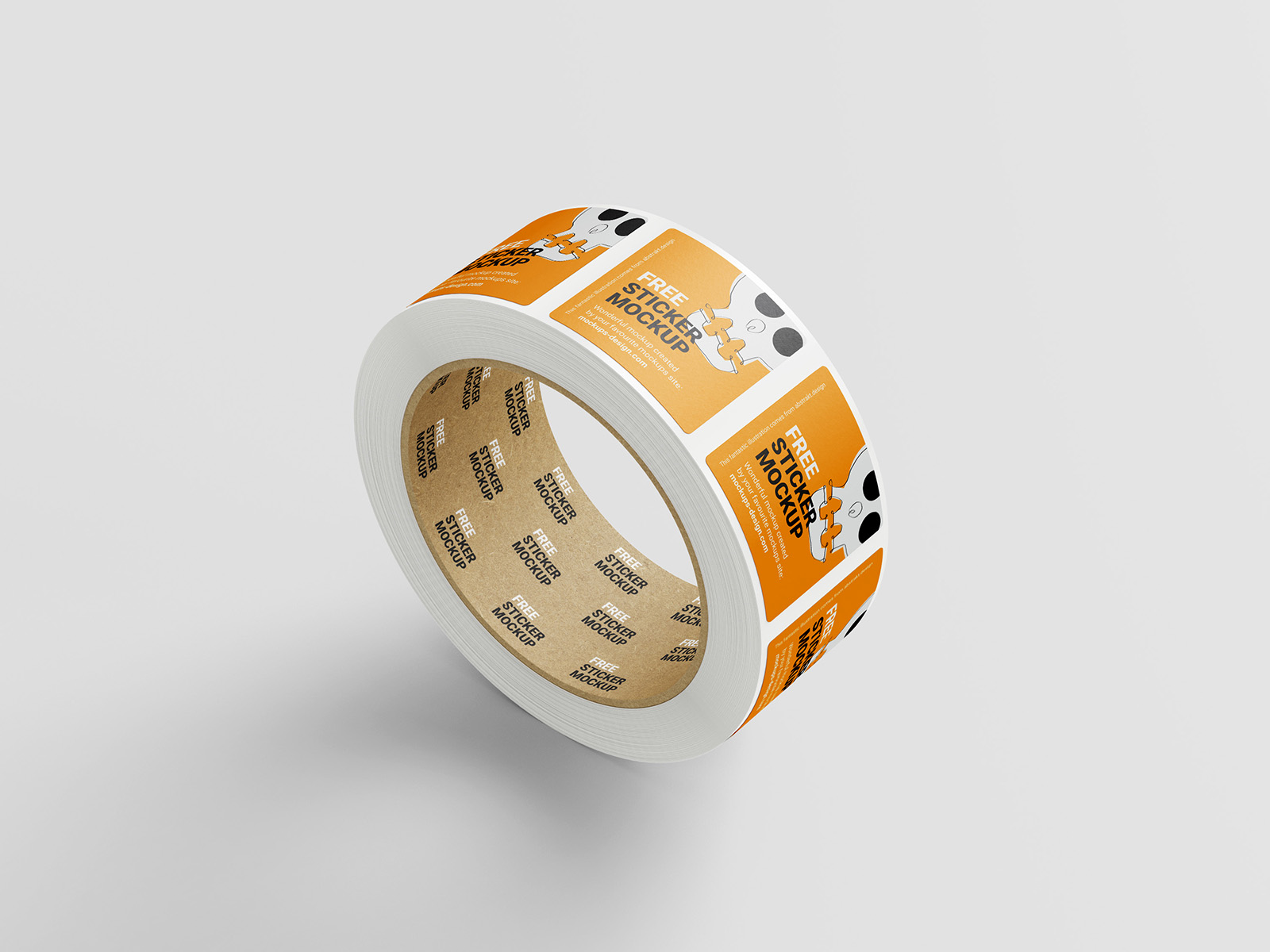 Free square sticker roll mockup
