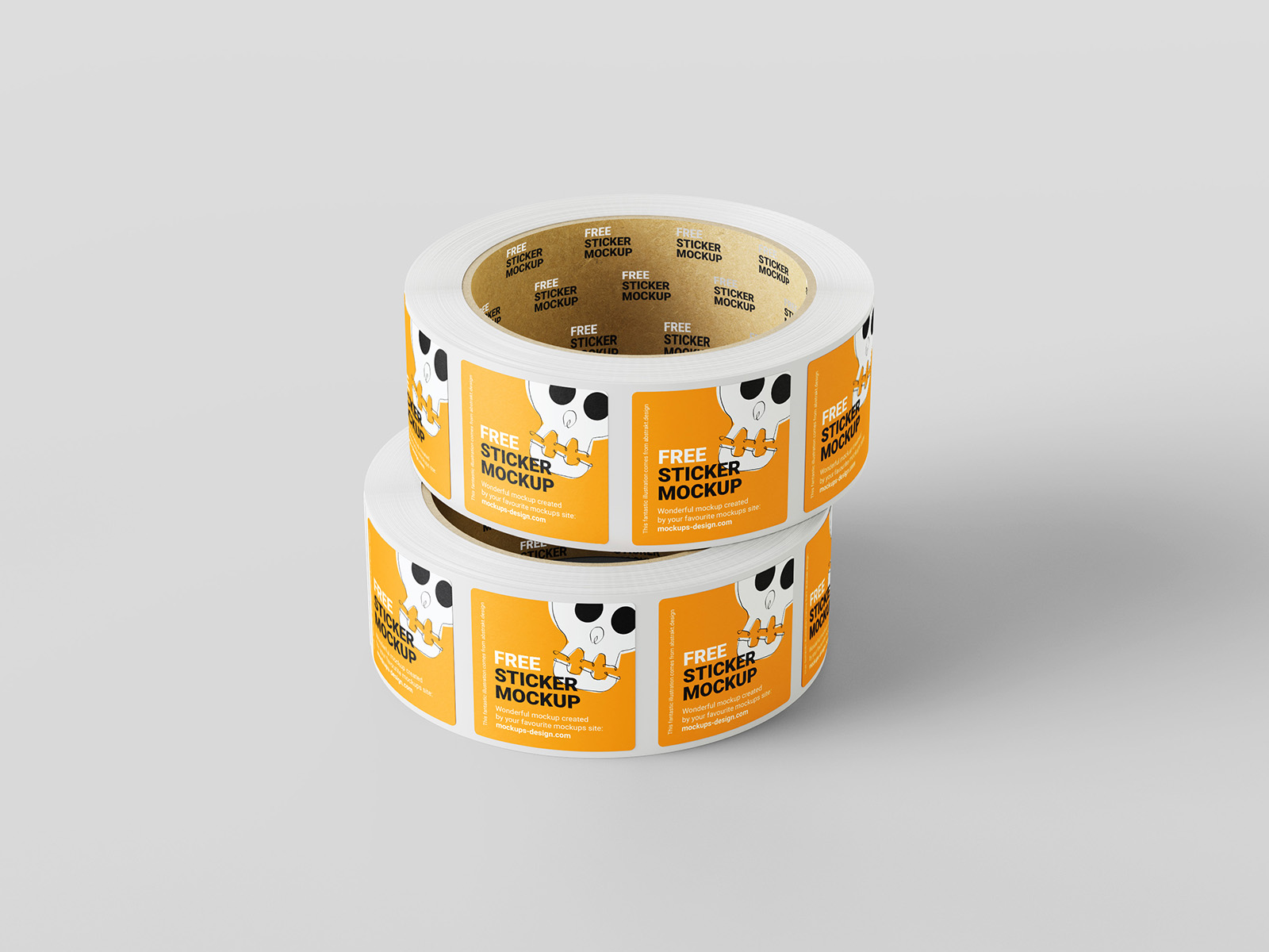 Free square sticker roll mockup