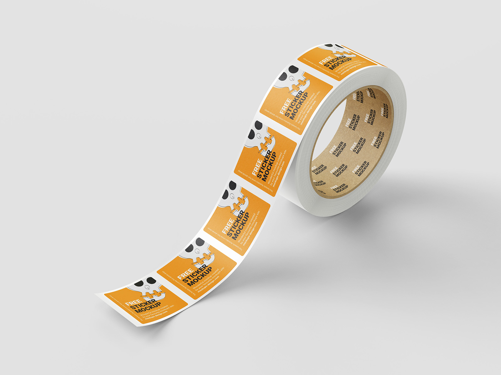 Free square sticker roll mockup