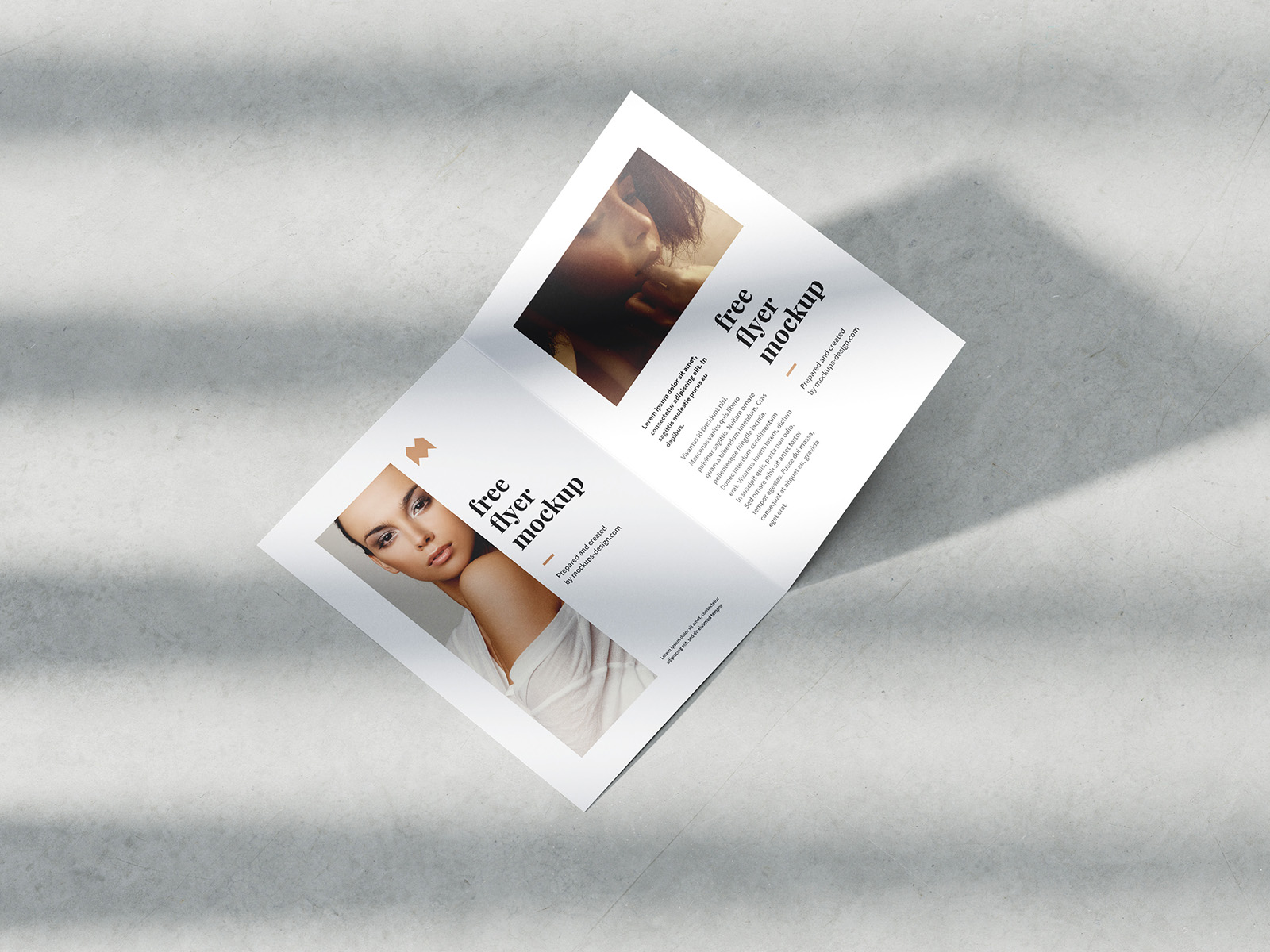 Bifold A5 flyer with shadows mockup