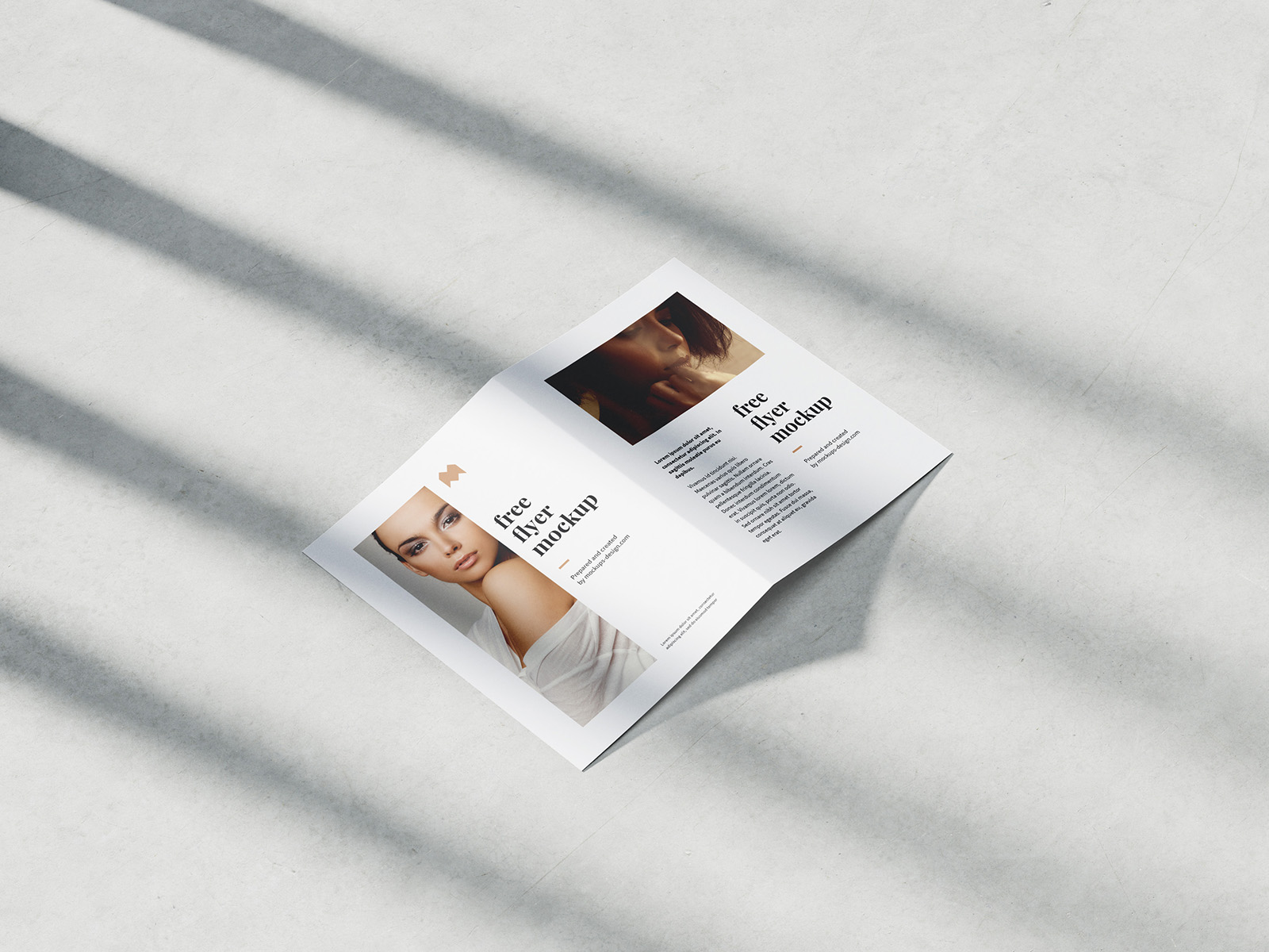 Bifold A5 flyer with shadows mockup