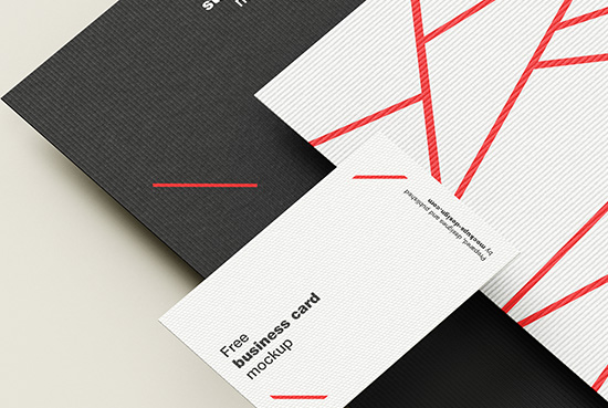Stationery with textured papers mockup
